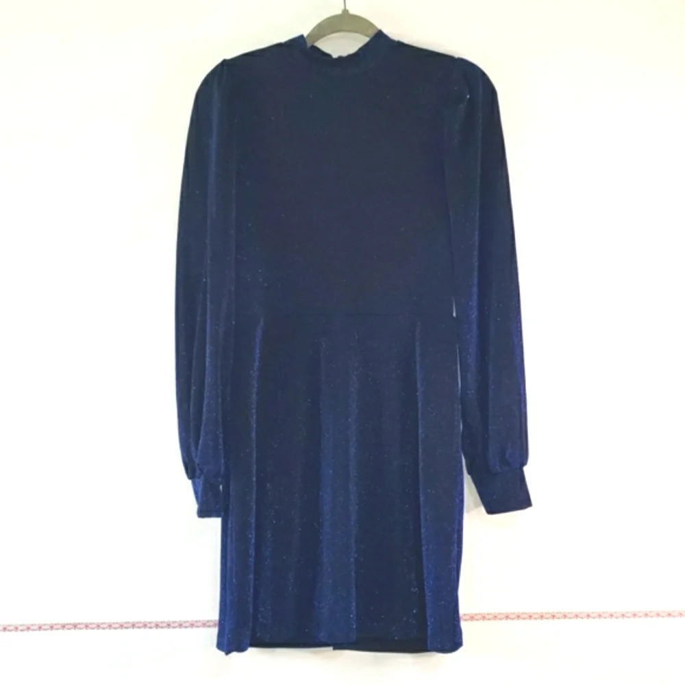 Cato Sparkly Blue Puff Long Sleeves Dress Sz Small Party Event Date Night